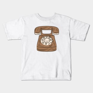 Line art of a Wooden telephone Kids T-Shirt